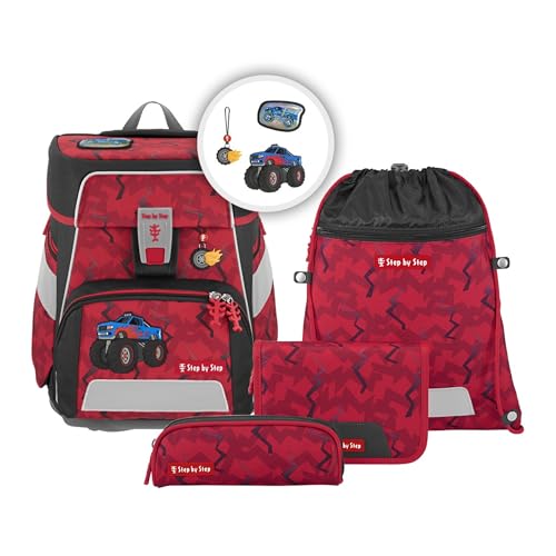 Step by Step Schulranzen-Set Space Monster Truck Rocky, 5-teilig, rot-blau, Auto-Design, ergonomischer Tornister mit Reflektoren, höhenverstellbar mit Hüftgurt, ab der 1. bis 4. Klasse, 20l Step by Step Schulranzen-Set Space Monster Truck Rocky, 5-teilig, rot-blau, Auto-Design, ergonomischer Tornister mit Reflektoren, höhenverstellbar mit Hüftgurt, ab der 1. bis 4. Klasse, 20l von Step by Step