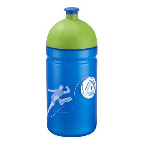 Step by Step Trinkflasche „Soccer Ben“ auslaufsicher, spülmaschinenfest, BPA-frei, für Schule, Kindergarten, heiße und kohlensäurehaltigen Getränke, 0,5L, blau - grün von Step by Step