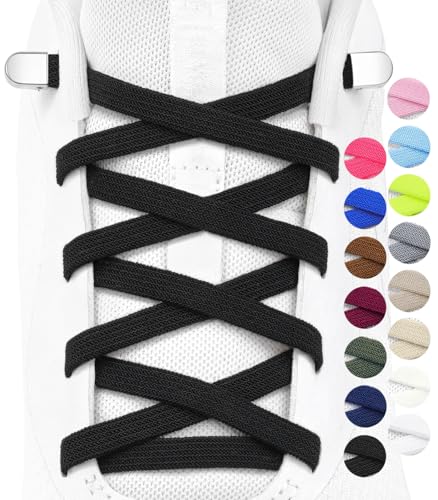 Stepace 2 Paar Elastische Schnürsenkel für Kinder und Erwachsene Sportschuhe Sneaker flache Schuhbänder elastische ohne binden Schwarz 120 Stepace 2 Paar Elastische Schnürsenkel für Kinder und Erwachsene Sportschuhe Sneaker flache Schuhbänder elastische ohne binden Schwarz 120 von Stepace