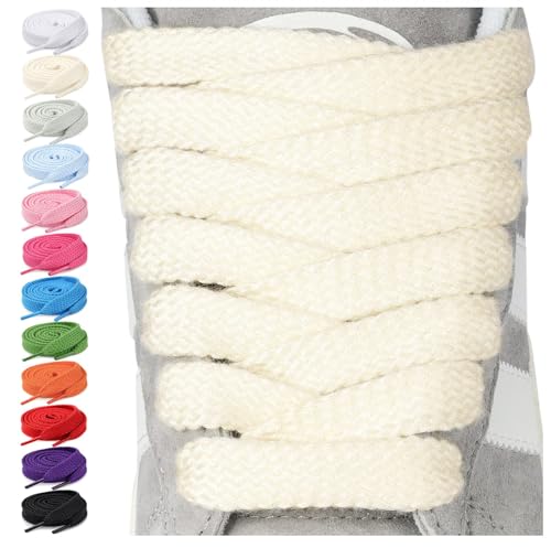 Stepace 2 Paar 15mm Breite Flach Schnürsenkel - Dicke Reißfeste Ersatz Schuhbänder für Turnschuhe, Freizeitschuhe & Sneaker Creme 100 Stepace 2 Paar 15mm Breite Flach Schnürsenkel - Dicke Reißfeste Ersatz Schuhbänder für Turnschuhe, Freizeitschuhe & Sneaker Creme 100 von Stepace