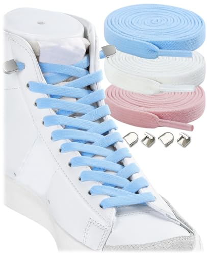 Stepace 3 Paar Flache Elastische Schnürsenkel für Sneaker, 8 mm Breit Elastische Schnürsenkel ohne Binden für Kinder und Erwachsene Weiß Rosa Hellblau 140 Stepace 3 Paar Flache Elastische Schnürsenkel für Sneaker, 8 mm Breit Elastische Schnürsenkel ohne Binden für Kinder und Erwachsene Weiß Rosa Hellblau 140 von Stepace