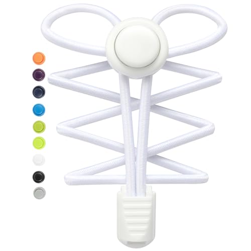 Stepace Elastische Schnürsenkel mit Schnellverschluss, 2 Paar Gummi Schuhbänder ohne Binden für Kinderschuhe, Sportschuhe Einfarbig Weiß Stepace Elastische Schnürsenkel mit Schnellverschluss, 2 Paar Gummi Schuhbänder ohne Binden für Kinderschuhe, Sportschuhe Einfarbig Weiß von Stepace