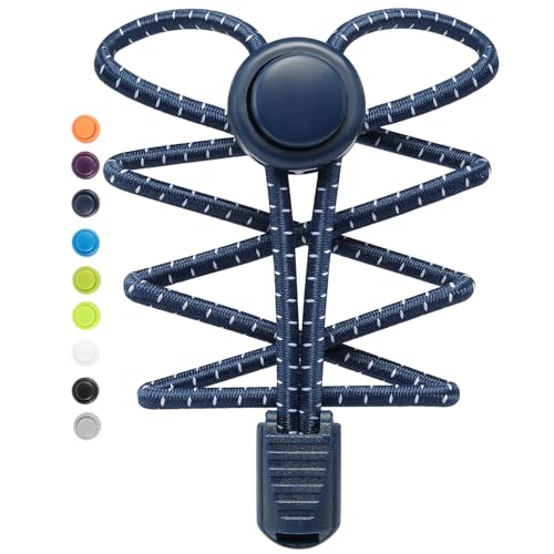 Stepace Elastische Schnürsenkel mit Schnellverschluss, 2 Paar Gummi Schuhbänder ohne Binden für Kinderschuhe, Sportschuhe Marineblau Stepace Elastische Schnürsenkel mit Schnellverschluss, 2 Paar Gummi Schuhbänder ohne Binden für Kinderschuhe, Sportschuhe Marineblau von Stepace
