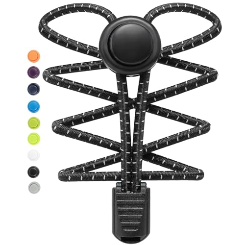 Stepace Elastische Schnürsenkel mit Schnellverschluss, 2 Paar Gummi Schuhbänder ohne Binden für Kinderschuhe, Sportschuhe Schwarz Stepace Elastische Schnürsenkel mit Schnellverschluss, 2 Paar Gummi Schuhbänder ohne Binden für Kinderschuhe, Sportschuhe Schwarz von Stepace