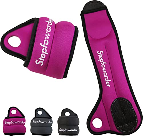 Stepfowarder 0.5 kg - 1.5 kg Gewichtsmanschetten Paar für Handgelenk mit Daumenschlaufe, 3 Farben für Universal Fußgewicht & Handgewicht, Ankle Wrist Weights (2 * 0.5KG - Rosarot) von Stepfowarder