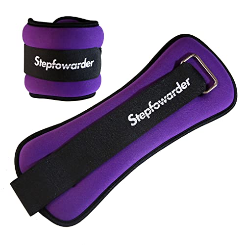 Stepfowarder 2er Set Gewichtsmanschetten 0.3-1.0kg, Gewichtsmanschette Fuß Gewichte für Beine und Arme, 3 Farbvarianten, Laufgewichte für Hand- und Fußgelenke (2 * 1.0KG - Lila) von Stepfowarder