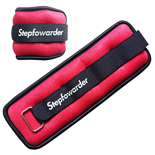 Stepfowarder Gewichtsmanschetten Fuß/Handgelenk Gewichte Fitness Set 0,3kg bis 1.0kg 1 Paar für Beine und Arme Knöchel Gewicht für Fitness, Bewegung, Laufen, Joggen, Gym, Aerobic (2 * 0.3KG - Rot) von Stepfowarder