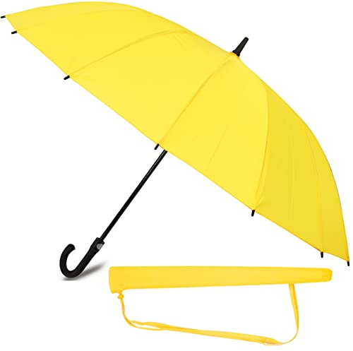 Sternenfunke Regenschirm gelb groß XXL Ø120 cm großer Stockschirm edel, stabil und sturmfest für die Hochzeit als Brautschirm oder Paarschirm, Damen und Herren, Automatik Komfort Druckknopf von Sternenfunke