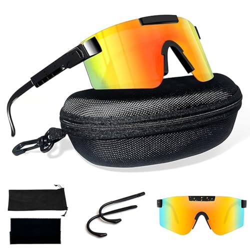 Sportbrille Sonnenbrille Damen Herren Fahrradbrille Sunglasses Polarisierte UV400 Damen Ski Sonnenbrille Schnelle Brille Rave Radfahren Fahrrad Angeln Laufen Rennrad Sport Outdoor Sportarten Gelb von Sternhell