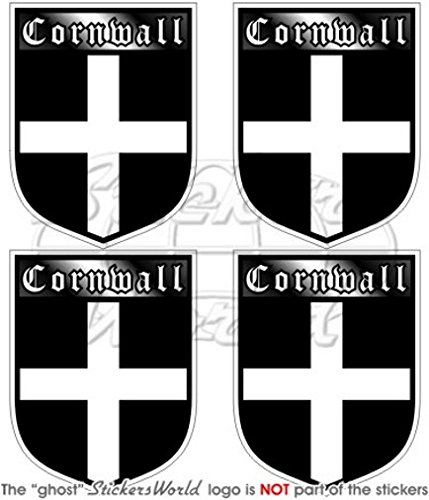 Cornwall Cornish County (England British Shield UK Großbritannien 50 mm (5,1 cm) Vinyl bumper-helmet Sticker, Aufkleber X4 von StickersWorld