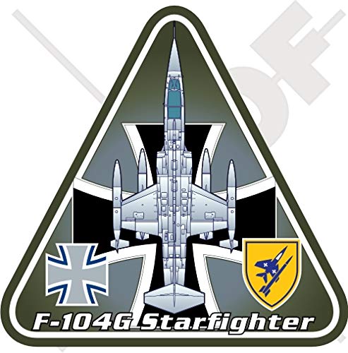 F-104 Starfighter DEUTSCHLAND Lockheed-MBB F-104G Deutsch Air Force Luftwaffe, Messerschmitt-Bölkow-Blohm 95mm Vinyl Sticker, Decal Aufkleber von StickersWorld