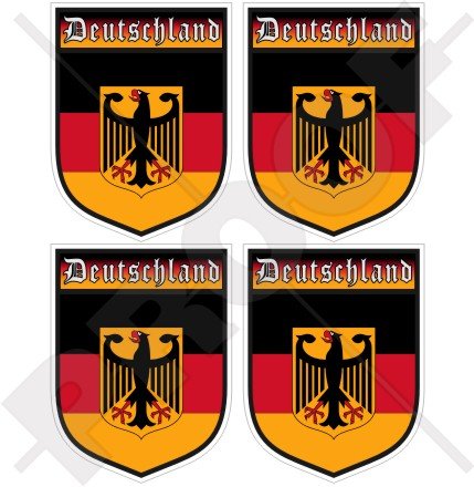 Germany Deutschland German Shield Deutsch 50 mm (5,1 cm) Vinyl bumper-helmet Sticker, Aufkleber X4 von StickersWorld