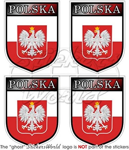 Polen Polish Polska Shield 50 mm (5,1 cm) Vinyl bumper-helmet Sticker, Aufkleber X4 von StickersWorld