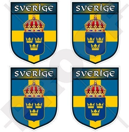 SCHWEDEN Schwedischer Schild SVERIGE 50mm Auto & Motorrad Aufkleber, x4 Vinyl Stickers von StickersWorld