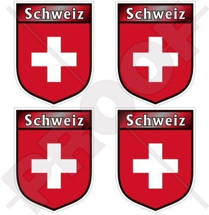 SCHWEIZ Schweizer Schild Suisse 50mm Auto & Motorrad Aufkleber, x4 Vinyl Stickers von StickersWorld