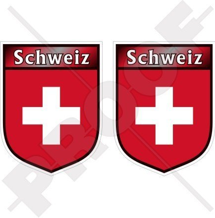 SCHWEIZ Schweizer Schild Suisse 75mm Auto & Motorrad Aufkleber, x2 Vinyl Stickers von StickersWorld