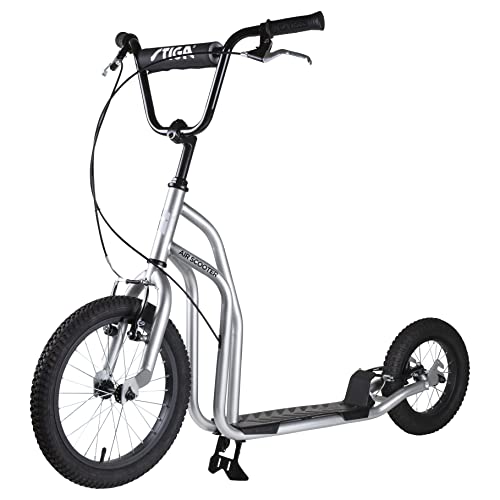 STIGA Großer Kickscooter mit Luftreifen - Robuster Cityroller für Kinder und Erwachsene, Höhenverstellbarer Lenker, Stahlrahmen, Handbremse, Aluminiumfelgen und Griffe - Geeignet ab 7 Jahren von Stiga