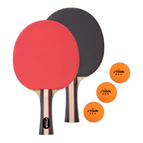 STIGA Performance 2 Spieler Ping Pong Set - 2 Tischtennisschläger, 3-3 Sterne orange Bälle inklusive von STIGA