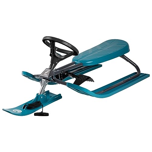 STIGA Snowracer Iconic Bio Classic Rennrodel Lenkschlitten für Kinder ab 5 Jahre - Graphite Grey/Aqua von STIGA