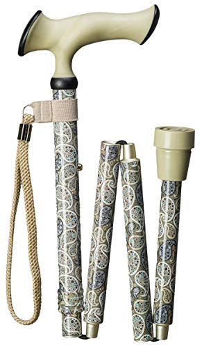 Stock-Fachmann® Faltbarer Gehstock SUPER-Soft Escort-Ergonomic FALTSOCK Paisley Mit Handschlaufe 5-Fach Höhenverstellbar Von 85-95cm Eigengewicht 420g Belastbar Bis 100kg von Stock-Fachmann