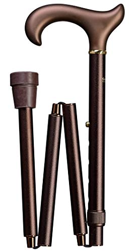 Gehstock XL Derby Faltstock 4-Fach Faltbar Farbe Bronze Größe 5-Fach Höhenverstellbar Von 99cm Bis 108cm Belastbar Bis 120kg von Stock-Fachmann