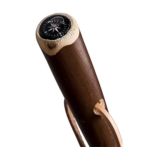Wanderstock mit Kompass Kastanie geflammt mit Lederschlaufe Pilgerstock Wanderstock mit Kompass Kastanie geflammt mit Lederschlaufe Pilgerstock von Stock-Fachmann