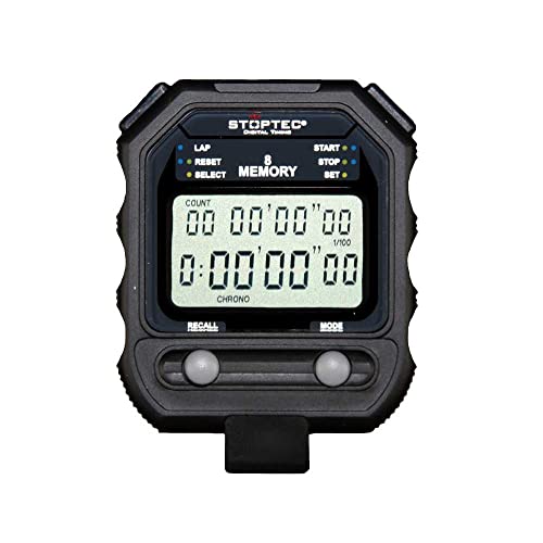 Stoptec Stoppuhr PC-71 (8 Memory Speicher | Timer/Pacer | - Digital Profi Stoppuhr mit Druckpunktmechanik | spritzwasserfest |Trainer | Sportlehrer von Stoptec