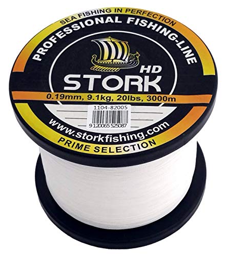 Stork HD, 4-Fach geflochtene Angelschnur 3000m (Weiß, 8 lbs / 3,6 kg / 0,08 mm) von Stork