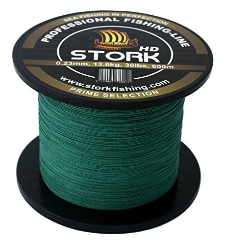 Stork HD, 4-Fach geflochtene Angelschnur 600m (Moosgrün, 15 lbs / 6.8kg / 0.15 mm) von Stork