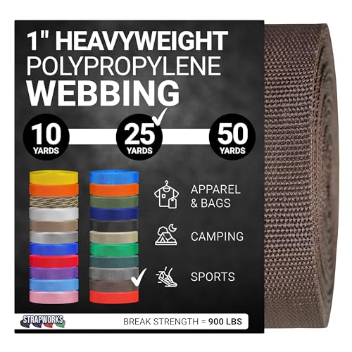 Strapworks, schweres Polypropylen-Gurtband für den Außenbereich, Heimwerker-Ausrüstungsreparaturen, 2,5 cm x 22,9 m, braun Strapworks, schweres Polypropylen-Gurtband für den Außenbereich, Heimwerker-Ausrüstungsreparaturen, 2,5 cm x 22,9 m, braun von Strapworks