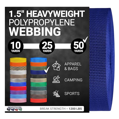 Strapworks Unisex-Erwachsene Heavyweight Polypropylene Webbing Robuste Poly-Umreifung für Outdoor-Heimwerker-Ausrüstung, 3,8 cm x 45,7 m, Marineblau, 1.5" x 50 Yard Strapworks Unisex-Erwachsene Heavyweight Polypropylene Webbing Robuste Poly-Umreifung für Outdoor-Heimwerker-Ausrüstung, 3,8 cm x 45,7 m, Marineblau, 1.5" x 50 Yard von Strapworks