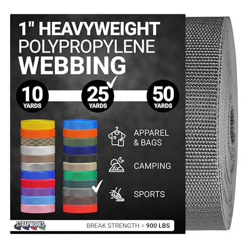 Strapworks, schweres Polypropylen-Gurtband für den Außenbereich, Heimwerker-Ausrüstungsreparaturen, 2,5 cm x 22,9 m, Anthrazit Strapworks, schweres Polypropylen-Gurtband für den Außenbereich, Heimwerker-Ausrüstungsreparaturen, 2,5 cm x 22,9 m, Anthrazit von Strapworks