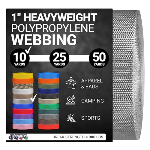 Strapworks, schweres Polypropylen-Gurtband für den Außenbereich, Heimwerker-Ausrüstungsreparaturen, 10 cm x 9,1 m, Silbergrau Strapworks, schweres Polypropylen-Gurtband für den Außenbereich, Heimwerker-Ausrüstungsreparaturen, 10 cm x 9,1 m, Silbergrau von Strapworks
