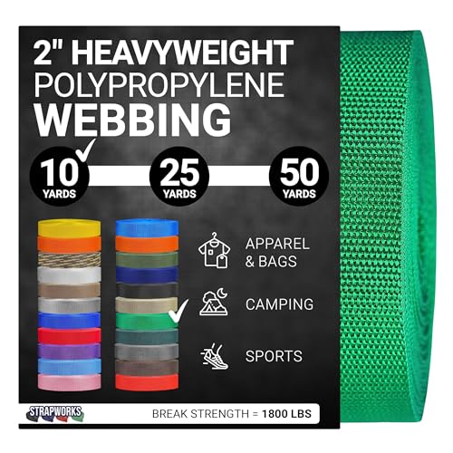 Strapworks Unisex-Erwachsene Polypropylene Webbing Poly-Umreifung für Outdoor-Heimwerker-Ausrüstung, 5,1 cm x 9,1 m, Kelly Green, 2" x 10 Yard Strapworks Unisex-Erwachsene Polypropylene Webbing Poly-Umreifung für Outdoor-Heimwerker-Ausrüstung, 5,1 cm x 9,1 m, Kelly Green, 2" x 10 Yard von Strapworks