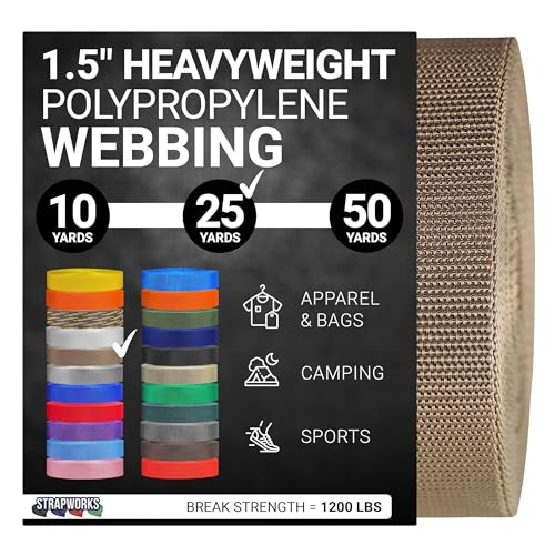 Strapworks Unisex-Erwachsene Polypropylene Webbing Strapazierfähige Poly-Umreifung für Outdoor-Heimwerker-Ausrüstung, 3,8 cm x 22,8 m, hautfarben, 1.5" x 25 Yard Strapworks Unisex-Erwachsene Polypropylene Webbing Strapazierfähige Poly-Umreifung für Outdoor-Heimwerker-Ausrüstung, 3,8 cm x 22,8 m, hautfarben, 1.5" x 25 Yard von Strapworks