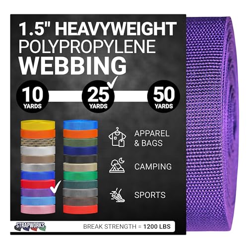 Strapworks Unisex-Erwachsene Polypropylene Webbing Strapazierfähige Poly-Umreifung für Outdoor-Heimwerker-Ausrüstung, 3,8 cm x 22,8 m, violett, 1.5" x 25 Yard Strapworks Unisex-Erwachsene Polypropylene Webbing Strapazierfähige Poly-Umreifung für Outdoor-Heimwerker-Ausrüstung, 3,8 cm x 22,8 m, violett, 1.5" x 25 Yard von Strapworks