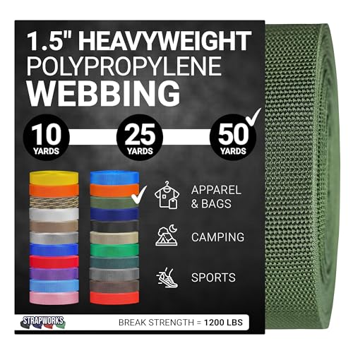 Strapworks Unisex-Erwachsene Polypropylene Webbing Strapazierfähige Poly-Umreifung für Outdoor-Heimwerker-Ausrüstung, 3,8 cm x 45,7 m, Braunoliv, 1.5" x 50 Yard Strapworks Unisex-Erwachsene Polypropylene Webbing Strapazierfähige Poly-Umreifung für Outdoor-Heimwerker-Ausrüstung, 3,8 cm x 45,7 m, Braunoliv, 1.5" x 50 Yard von Strapworks