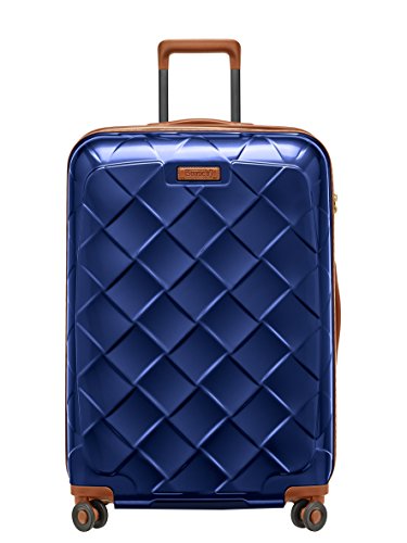 STRATIC Leather & More Hartschalen-Koffer Trolley Rollkoffer Reisekoffer 4 Rollen TSA-Zahlenschloss, Größe L, leicht und leise, Blue von Stratic