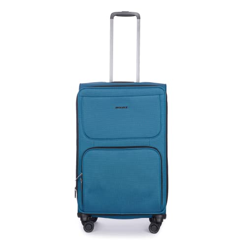 Stratic Bendigo Light + Koffer Weichschale Reisekoffer Trolley Rollkoffer mittelgroß, TSA Kofferschloss, 4 Rollen, Erweiterbar, Größe M, Petrol von Stratic