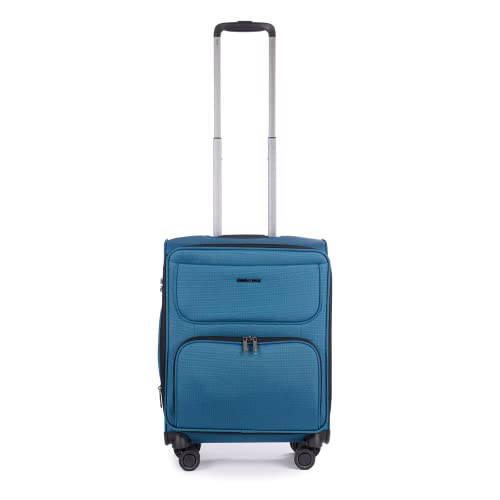 Stratic Bendigo Light+ Koffer Weichschale Reisekoffer Trolley Rollkoffer Handgepäck, TSA Kofferschloss, 4 Rollen, Erweiterbar, Größe S, Petrol von Stratic