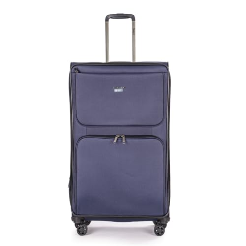 Stratic Bendigo Light + Koffer Weichschale Reisekoffer Trolley Rollkoffer groß, TSA Kofferschloss, 4 Rollen, Erweiterbar, Größe L, Navy von Stratic