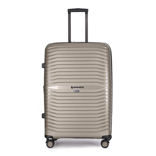 Stratic Bright+ Hartschalen-Koffer Trolley Koffer groß Reisekoffer, wasserabweisend, 4 Rollen, erweiterbar, TSA-Schloss (Größe L, Champagne) von Stratic