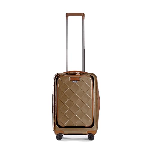 Stratic Leather and More - 4-Rollen-Kabinentrolley Fronttasche 15" 55 cm S Champagne von Stratic