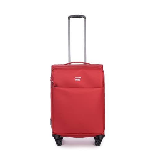 Stratic Light + Koffer Weichschale Reisekoffer Trolley Rollkoffer mittelgroß, TSA Kofferschloss, 4 Rollen, Erweiterbar, Größe M, Rot von Stratic