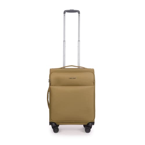 Stratic Light + Koffer Weichschale Reisekoffer Trolley Rollkoffer Handgepäck, TSA Kofferschloss, 4 Rollen, Erweiterbar, Größe S, Khaki von Stratic