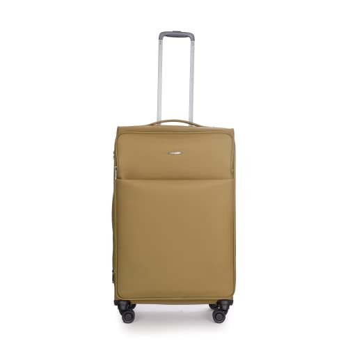 Stratic Light + Koffer Weichschale Reisekoffer Trolley Rollkoffer groß, TSA Kofferschloss, 4 Rollen, Erweiterbar, Größe L, Khaki von Stratic