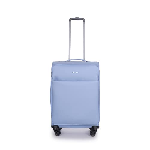 Stratic Light + Koffer Weichschale Reisekoffer Trolley Rollkoffer mittelgroß, TSA Kofferschloss, 4 Rollen, Erweiterbar, Größe M, Hellblau von Stratic
