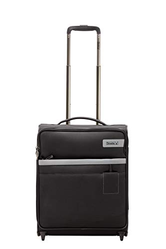 Stratic Light Koffer weichschale Trolley Rollkoffer Reisekoffer Handgepäck TSA-Zahlenschloss, erweiterbar, extra leicht, inkl. Einkaufsbeutel, Größe S, Black von Stratic