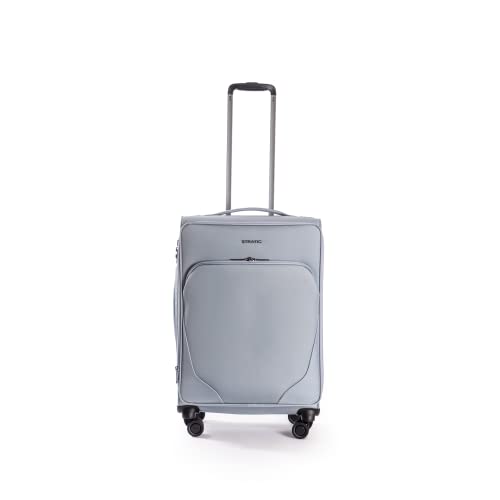 Stratic Mix Koffer Weichschale Reisekoffer Trolley Rollkoffer mittelgroß, TSA Kofferschloss, 4 Rollen, Erweiterbar, Größe M, Steel von Stratic