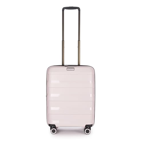 Stratic Straw + Hartschalen-Koffer Trolley Handgepäck Koffer klein Reisekoffer, nachhaltig, 4 Rollen, erweiterbar, TSA-Schloss (Größe S, Rose) von Stratic